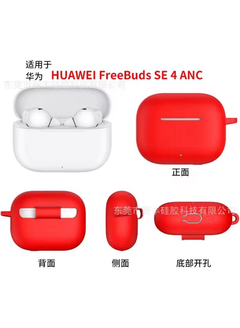 For Huawei FreeBuds SE 4 ANC Case Silicone Protective Case for Huawei FreeBuds SE 4 ANC cover with Carabiner Keychain Anti-Lost (black) - Image 2